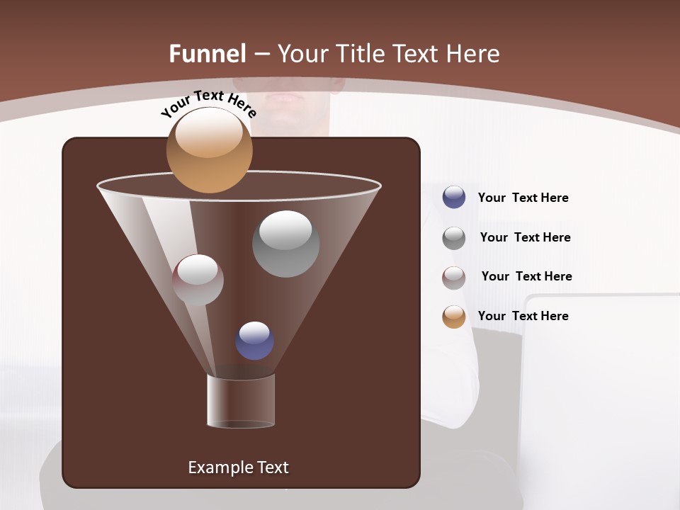 A Man Sitting On A Desk With His Hands Folded In Front Of Him PowerPoint Template