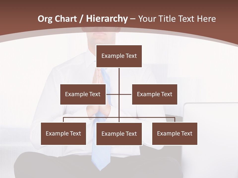 A Man Sitting On A Desk With His Hands Folded In Front Of Him PowerPoint Template