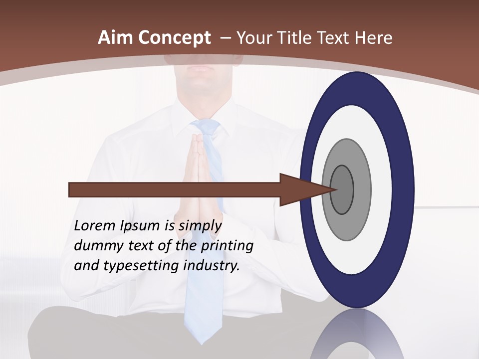 A Man Sitting On A Desk With His Hands Folded In Front Of Him PowerPoint Template