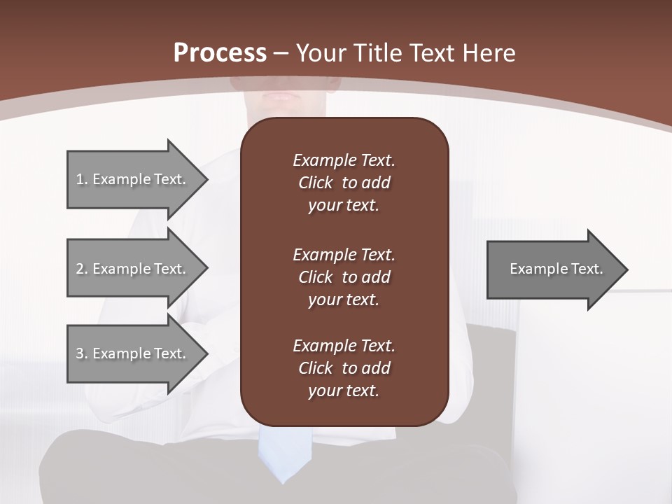 A Man Sitting On A Desk With His Hands Folded In Front Of Him PowerPoint Template