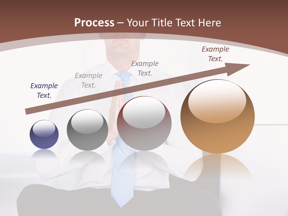 A Man Sitting On A Desk With His Hands Folded In Front Of Him PowerPoint Template