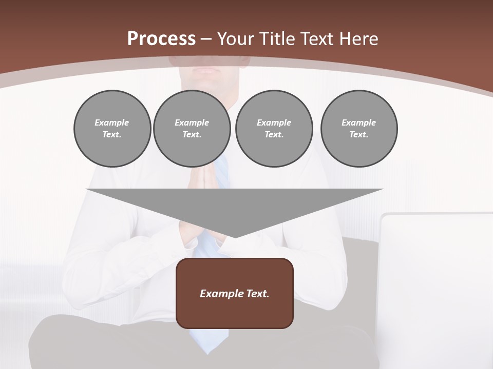 A Man Sitting On A Desk With His Hands Folded In Front Of Him PowerPoint Template