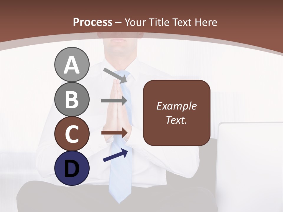 A Man Sitting On A Desk With His Hands Folded In Front Of Him PowerPoint Template