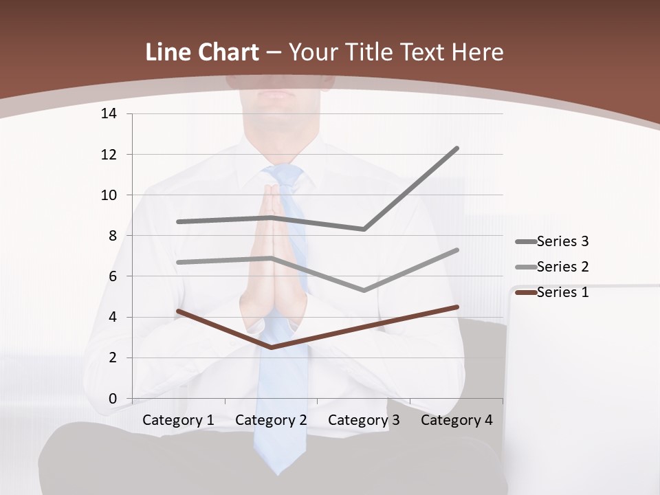 A Man Sitting On A Desk With His Hands Folded In Front Of Him PowerPoint Template