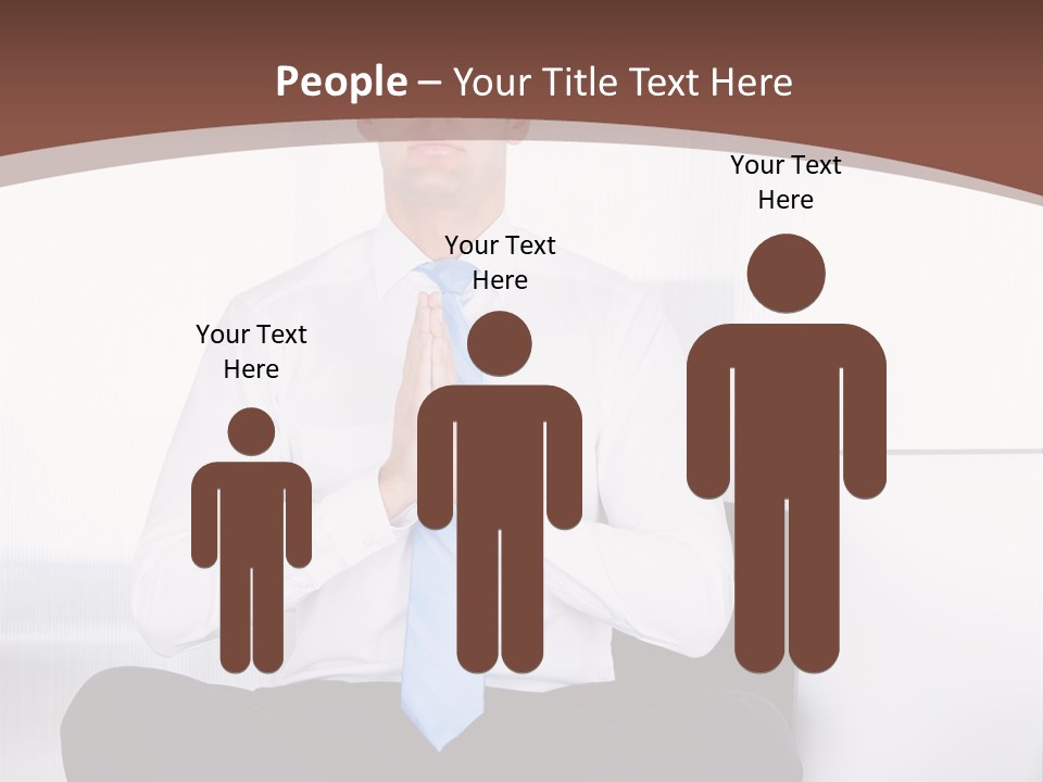 A Man Sitting On A Desk With His Hands Folded In Front Of Him PowerPoint Template