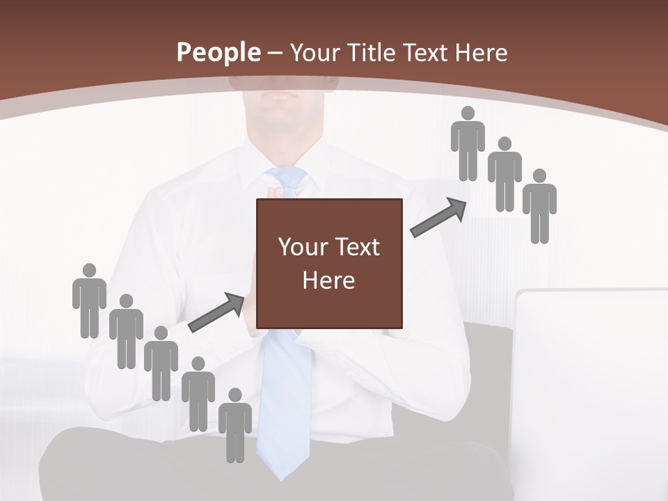 A Man Sitting On A Desk With His Hands Folded In Front Of Him PowerPoint Template