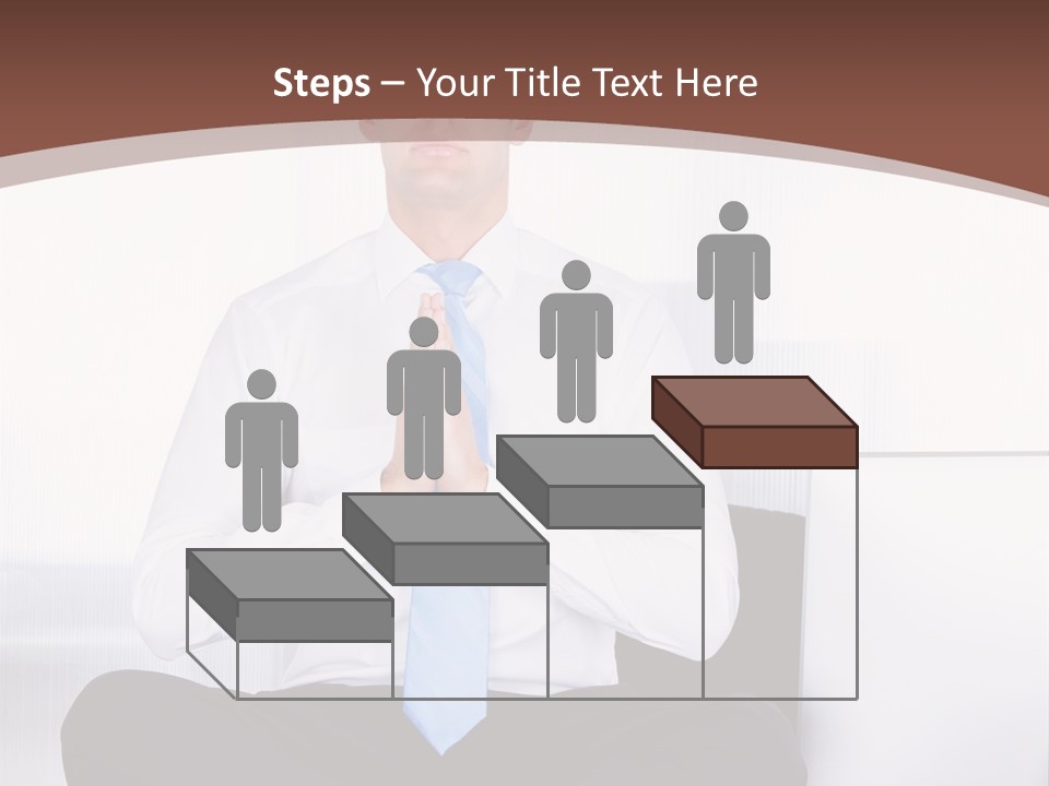 A Man Sitting On A Desk With His Hands Folded In Front Of Him PowerPoint Template