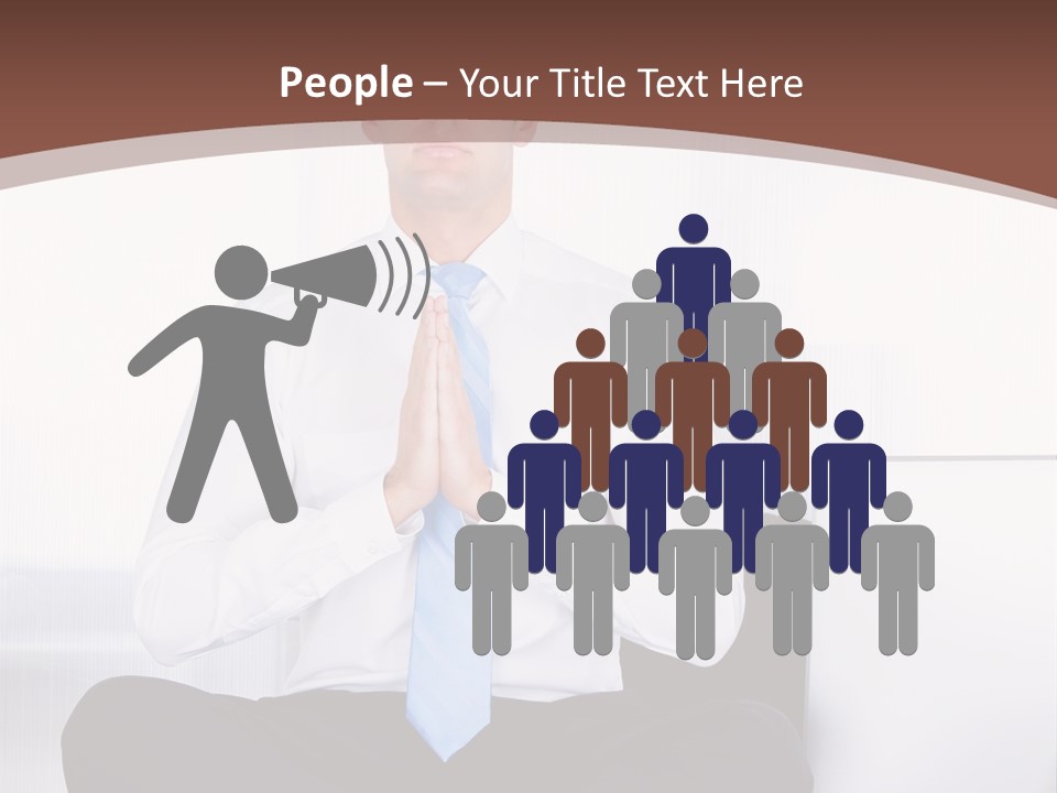 A Man Sitting On A Desk With His Hands Folded In Front Of Him PowerPoint Template