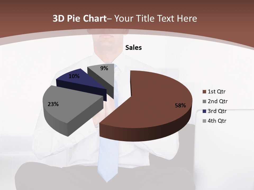 A Man Sitting On A Desk With His Hands Folded In Front Of Him PowerPoint Template