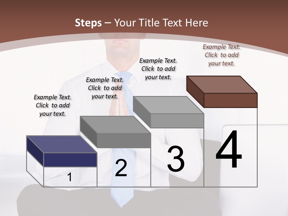 A Man Sitting On A Desk With His Hands Folded In Front Of Him PowerPoint Template