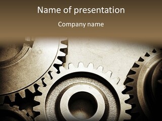 A Group Of Gears On A Black And White Background PowerPoint Template