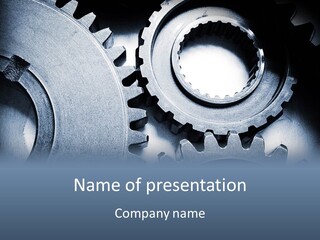 A Close Up Of Two Gears On A Black Background PowerPoint Template