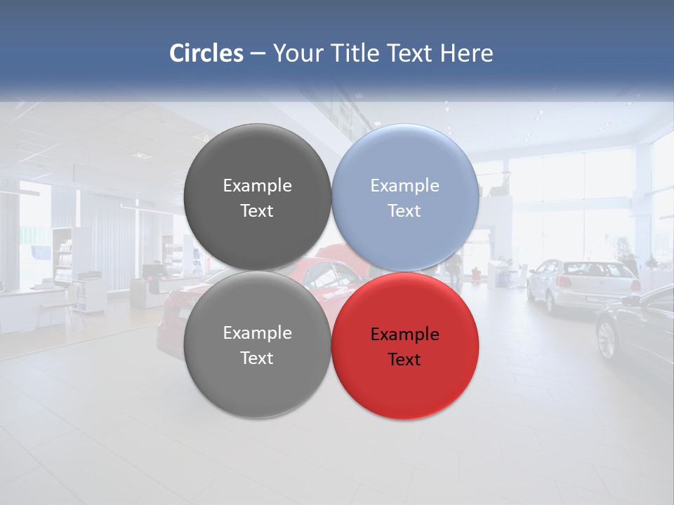 A Car Showroom Filled With Cars And People PowerPoint Template