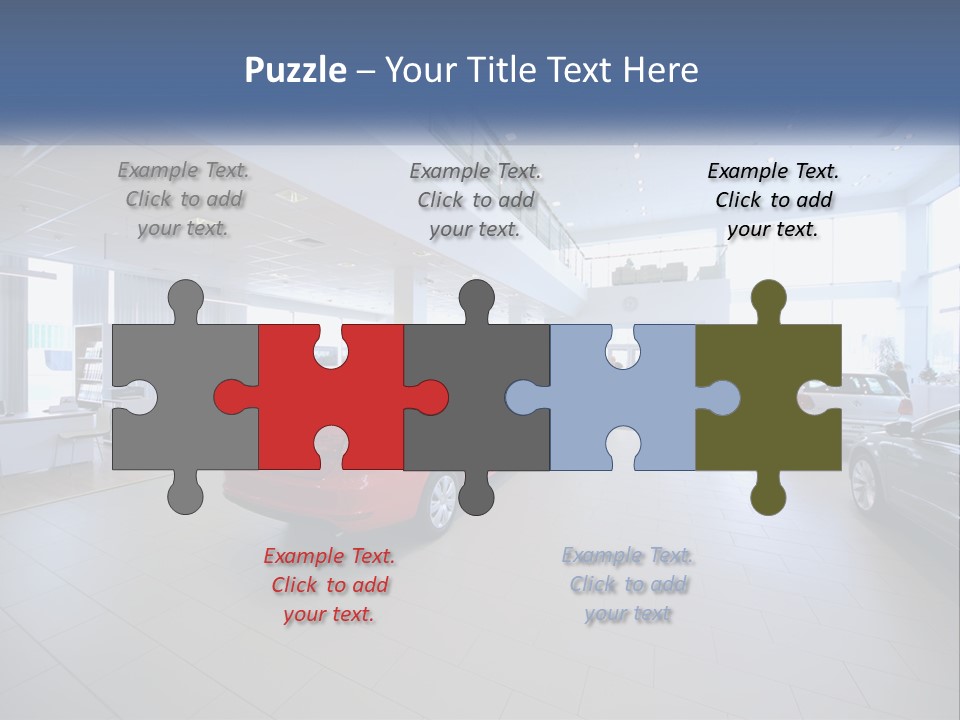 A Car Showroom Filled With Cars And People PowerPoint Template