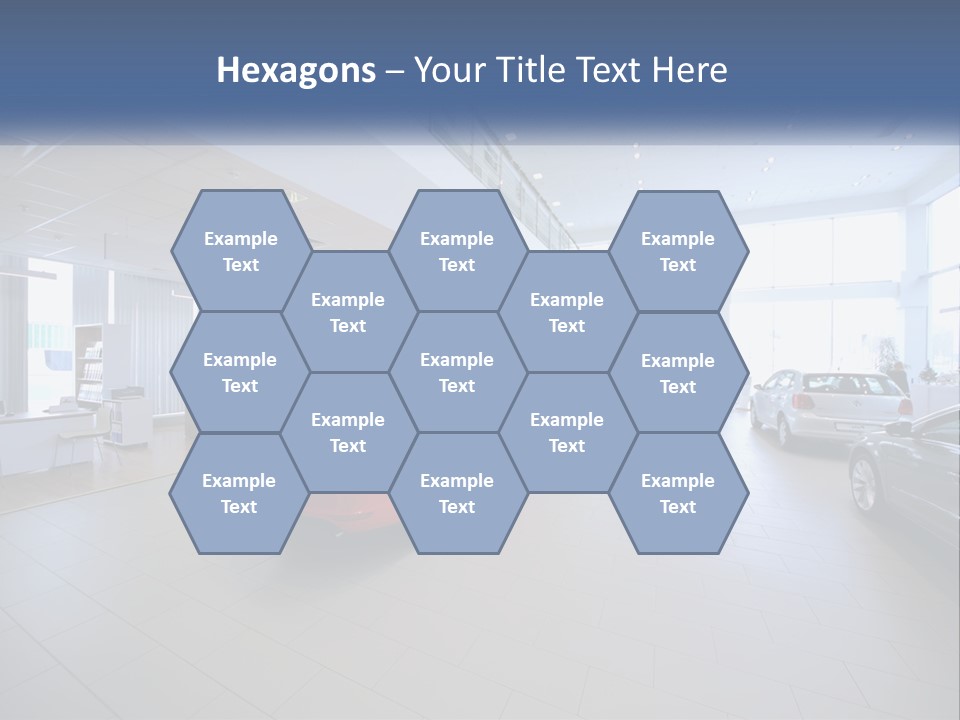 A Car Showroom Filled With Cars And People PowerPoint Template