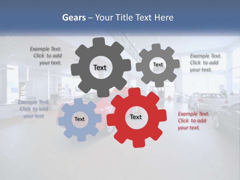 A Car Showroom Filled With Cars And People PowerPoint Template