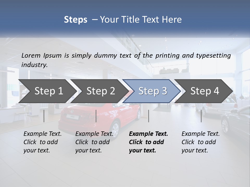A Car Showroom Filled With Cars And People PowerPoint Template