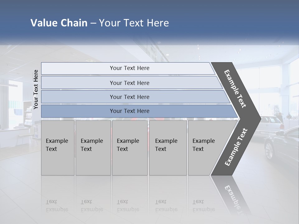 A Car Showroom Filled With Cars And People PowerPoint Template