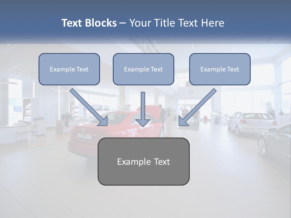 A Car Showroom Filled With Cars And People PowerPoint Template