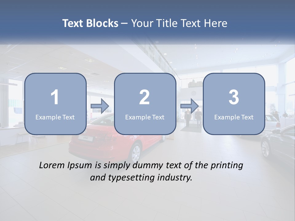 A Car Showroom Filled With Cars And People PowerPoint Template