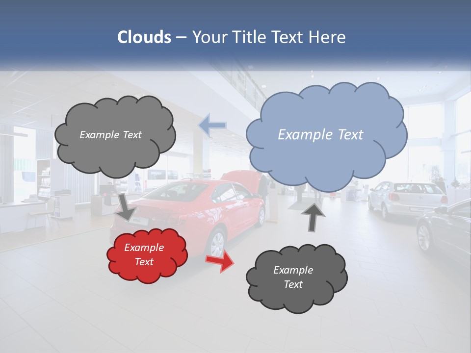 A Car Showroom Filled With Cars And People PowerPoint Template