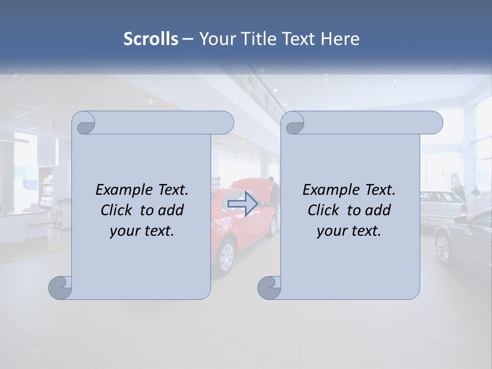 A Car Showroom Filled With Cars And People PowerPoint Template