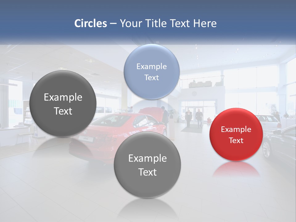 A Car Showroom Filled With Cars And People PowerPoint Template