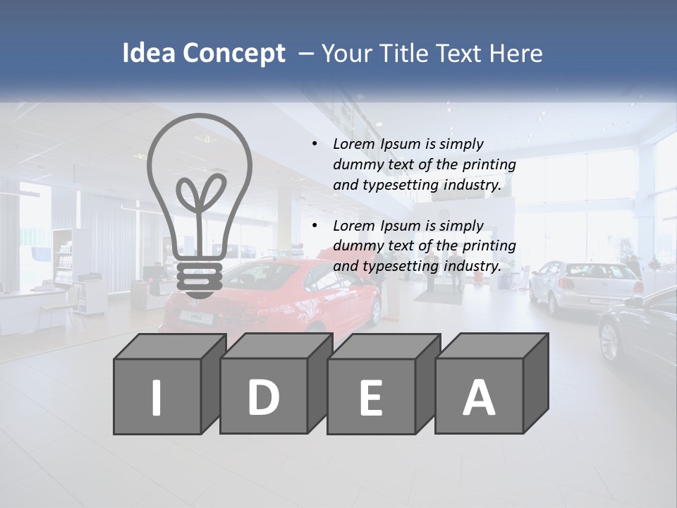 A Car Showroom Filled With Cars And People PowerPoint Template