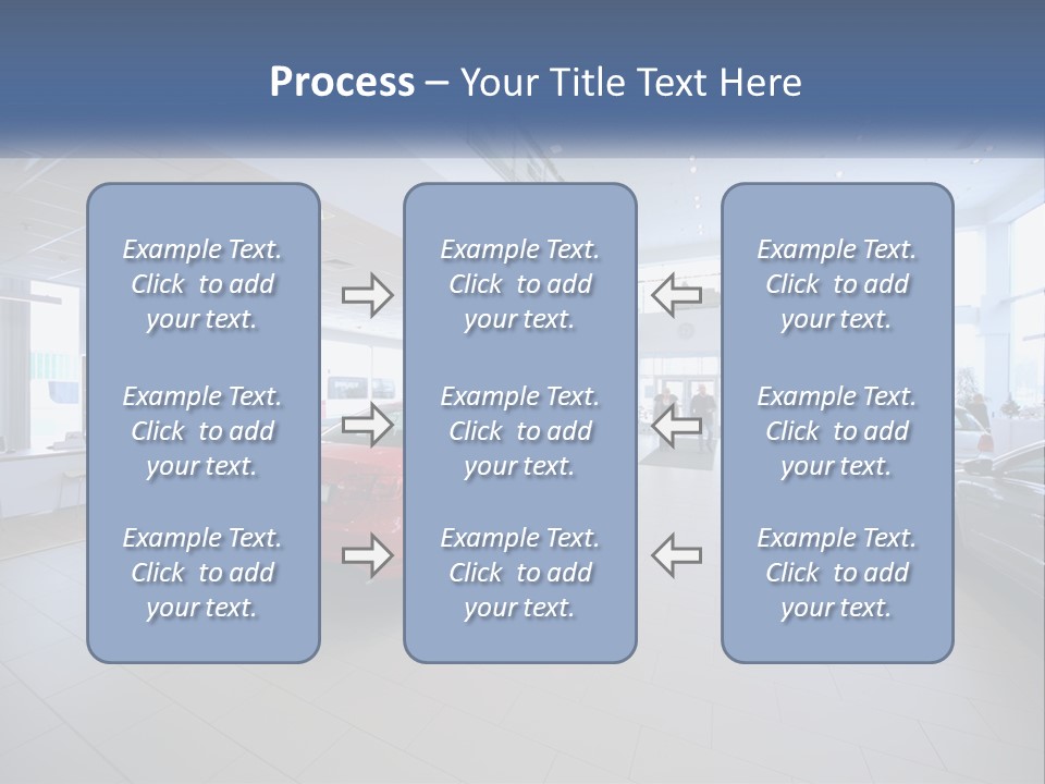A Car Showroom Filled With Cars And People PowerPoint Template