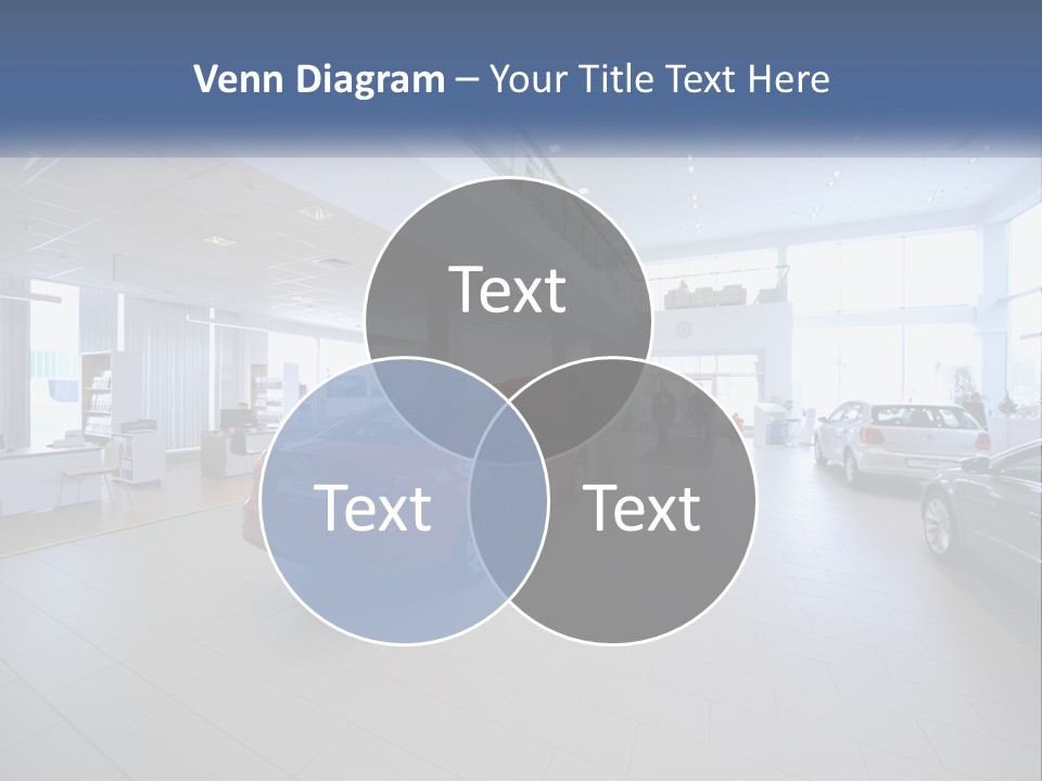 A Car Showroom Filled With Cars And People PowerPoint Template