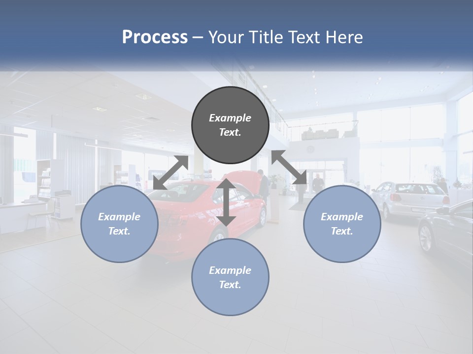 A Car Showroom Filled With Cars And People PowerPoint Template