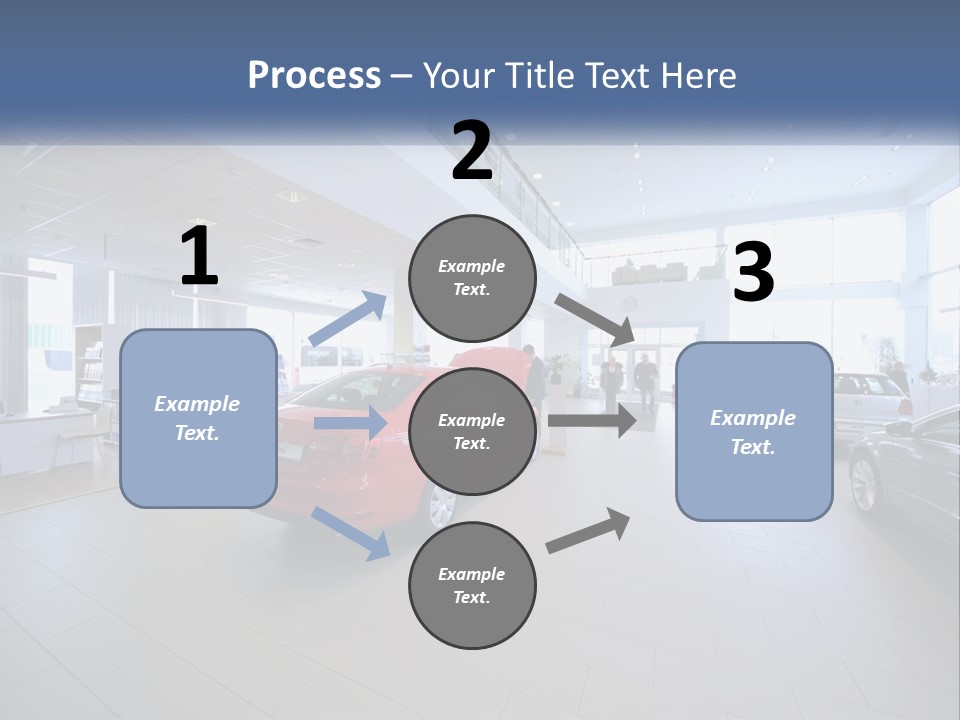 A Car Showroom Filled With Cars And People PowerPoint Template