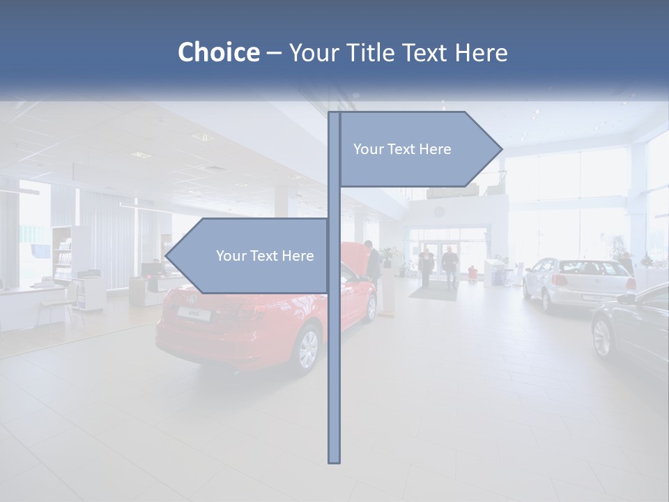 A Car Showroom Filled With Cars And People PowerPoint Template