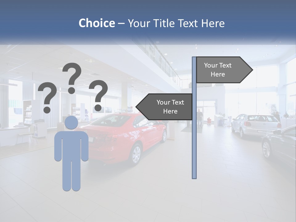 A Car Showroom Filled With Cars And People PowerPoint Template