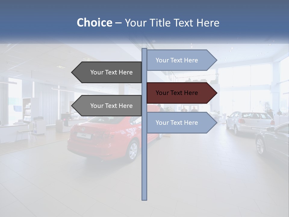 A Car Showroom Filled With Cars And People PowerPoint Template