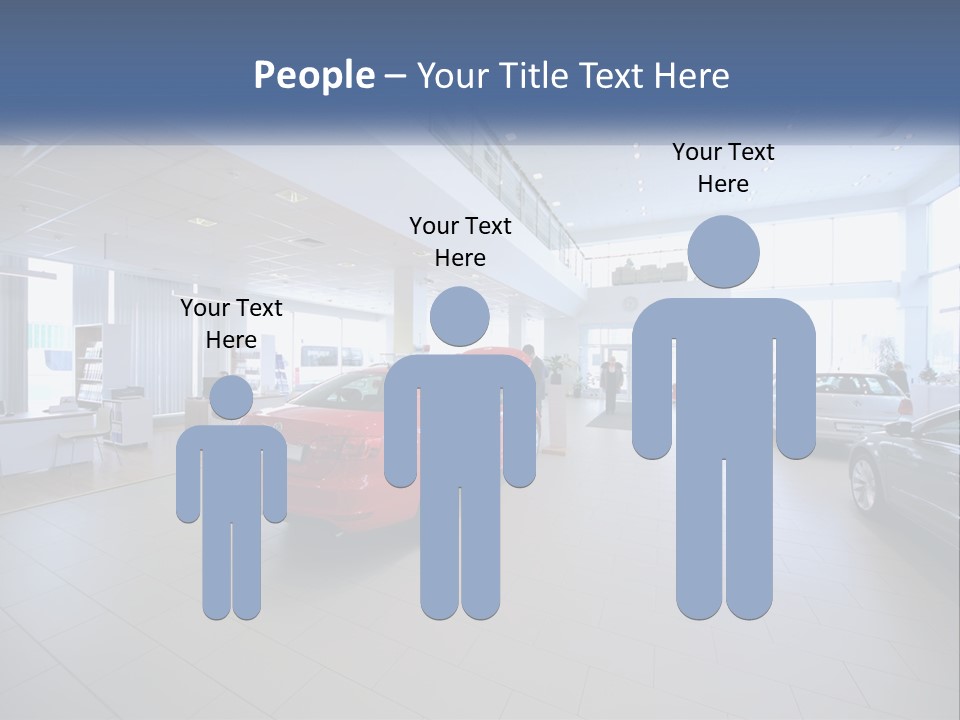 A Car Showroom Filled With Cars And People PowerPoint Template