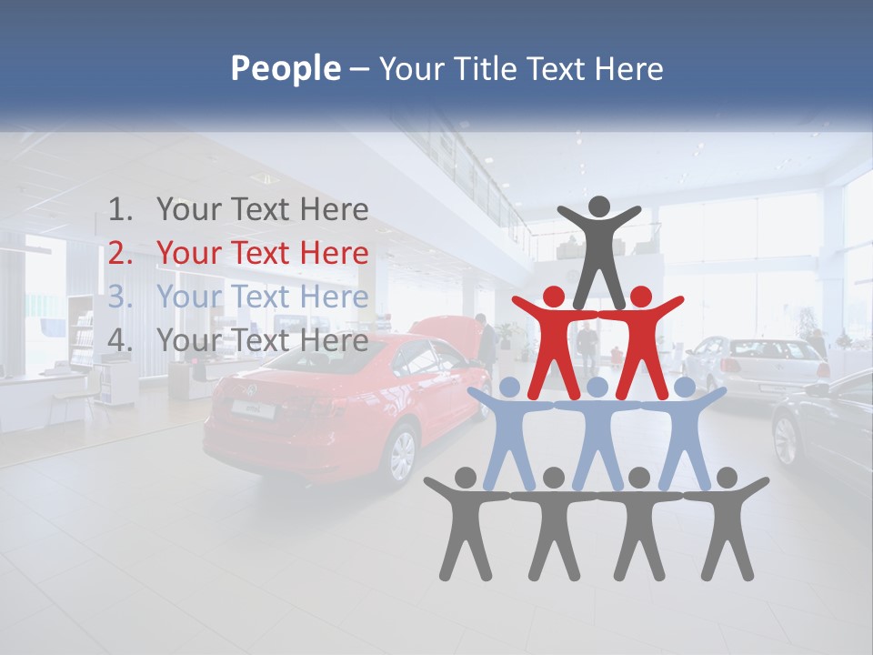 A Car Showroom Filled With Cars And People PowerPoint Template