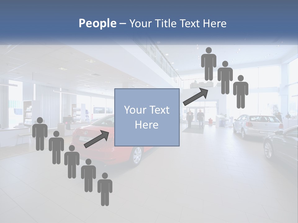 A Car Showroom Filled With Cars And People PowerPoint Template