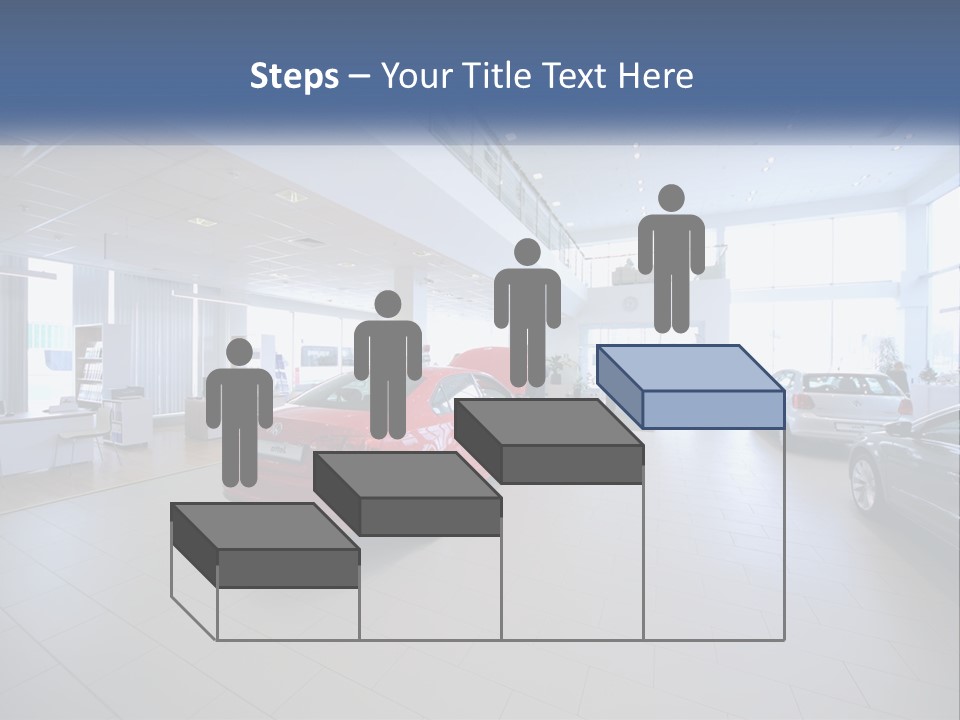 A Car Showroom Filled With Cars And People PowerPoint Template