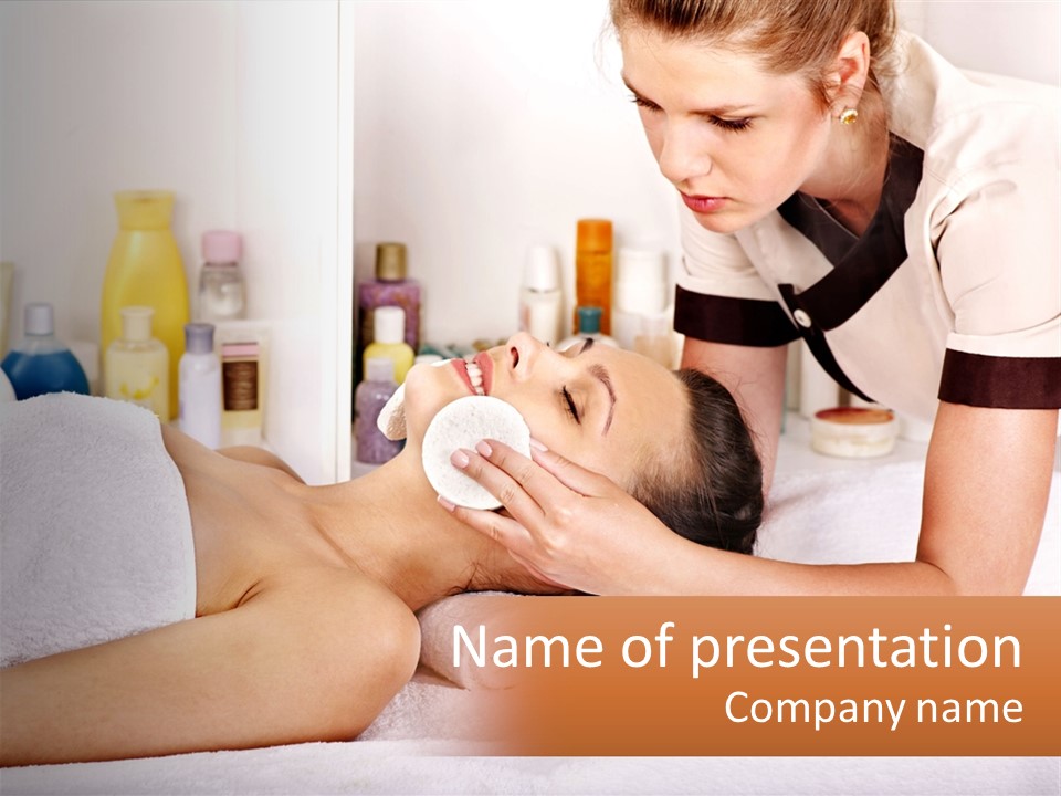 A Woman Getting A Facial Massage From A Man PowerPoint Template