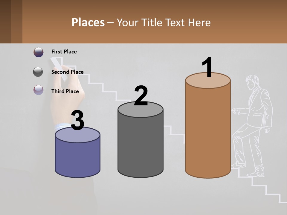 A Person Drawing A Stair With A Marker On A Chalkboard PowerPoint Template