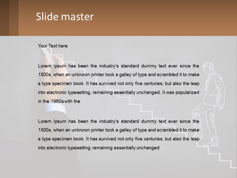 A Person Drawing A Stair With A Marker On A Chalkboard PowerPoint Template