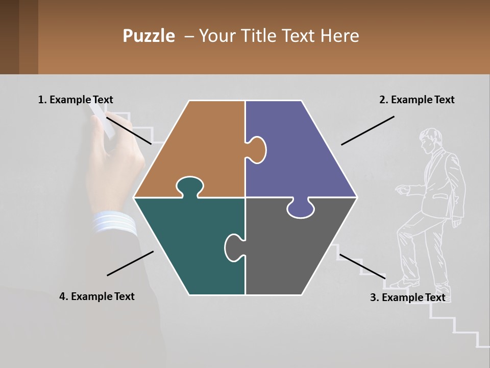 A Person Drawing A Stair With A Marker On A Chalkboard PowerPoint Template