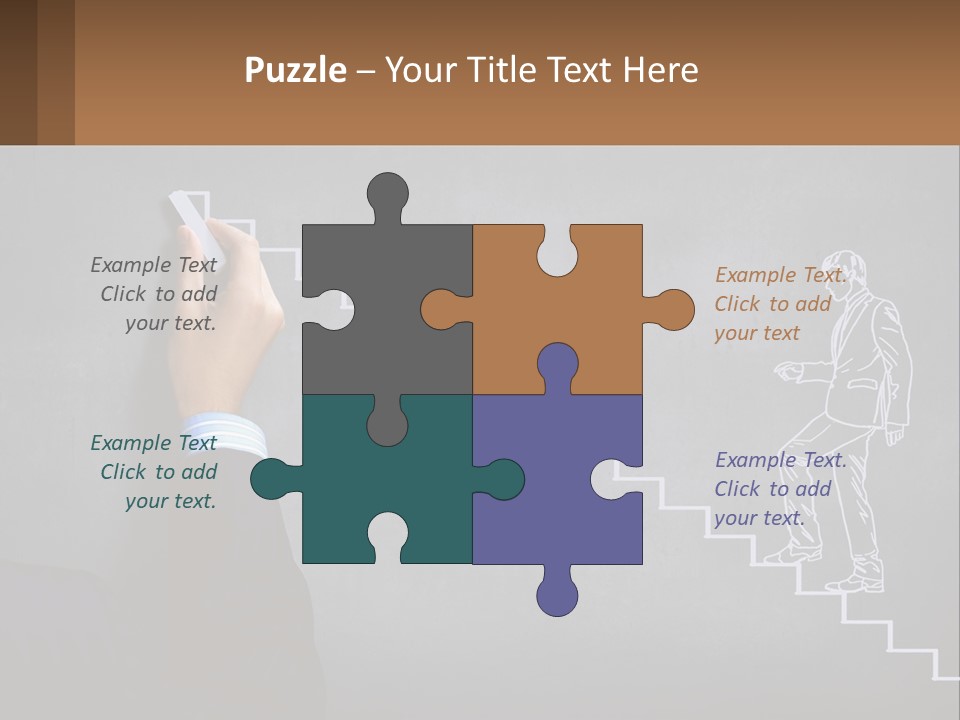 A Person Drawing A Stair With A Marker On A Chalkboard PowerPoint Template