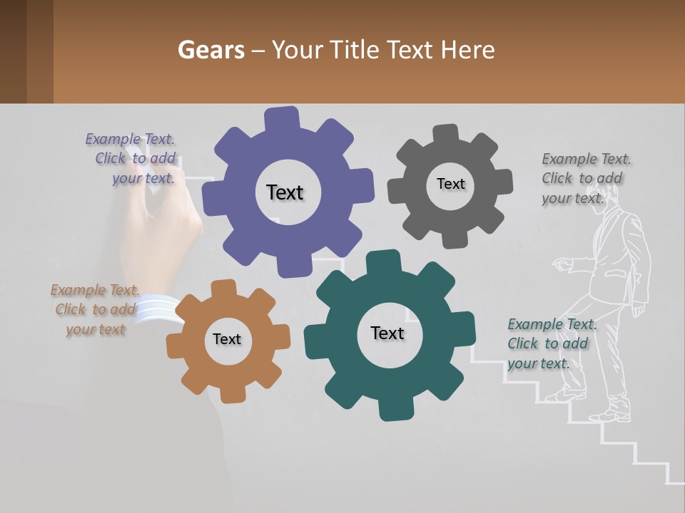 A Person Drawing A Stair With A Marker On A Chalkboard PowerPoint Template