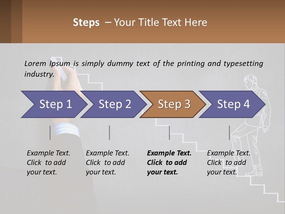 A Person Drawing A Stair With A Marker On A Chalkboard PowerPoint Template