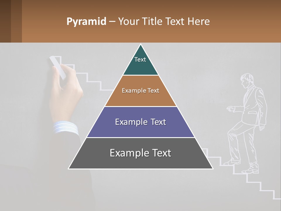 A Person Drawing A Stair With A Marker On A Chalkboard PowerPoint Template