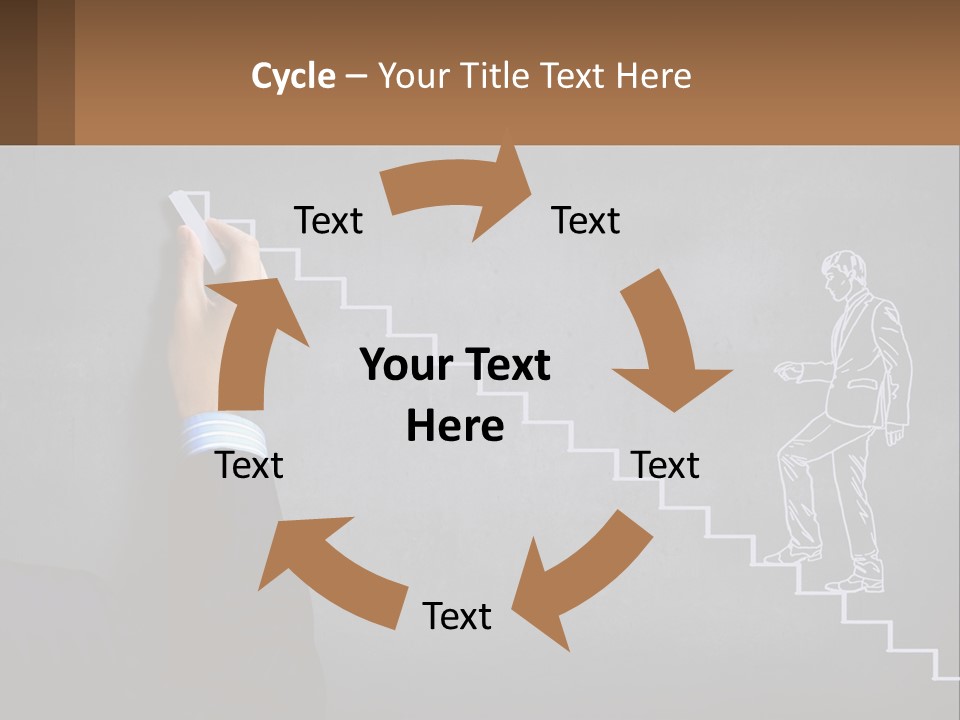 A Person Drawing A Stair With A Marker On A Chalkboard PowerPoint Template