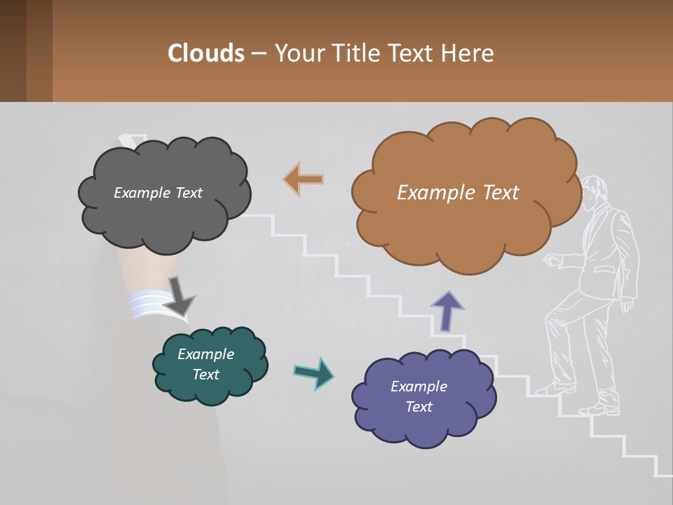 A Person Drawing A Stair With A Marker On A Chalkboard PowerPoint Template
