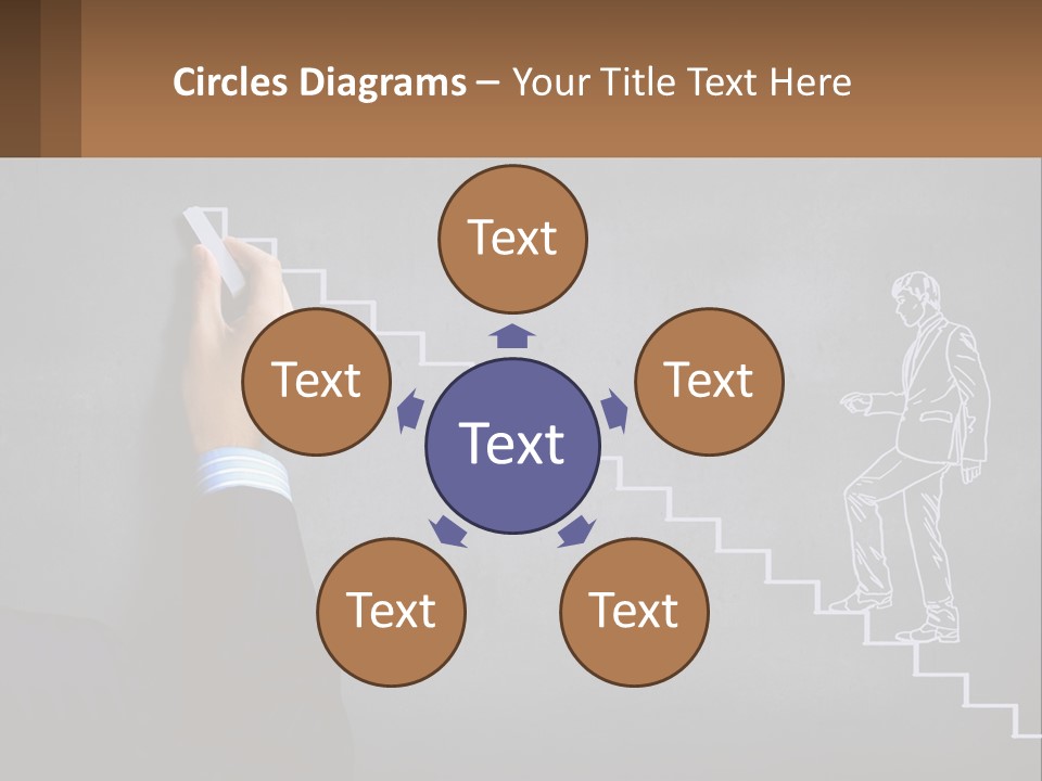 A Person Drawing A Stair With A Marker On A Chalkboard PowerPoint Template